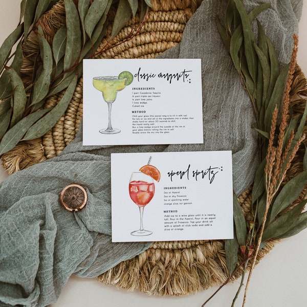 Drink Recipe Cards Etsy