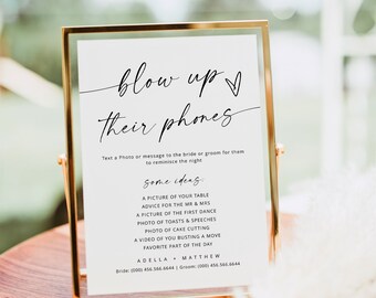 Blow Up Their Phone Sign, Wedding Photo Hunt Game, Minimalist Wedding Signage, Take Action Sign,  Spy Wedding Game, Editable Template DIY