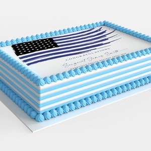 Police Cake Topper TEMPLATE, Printable Police Retirement Cake Topper, Thin Blue Line Flag Cake Topper Instant Download, DIY Editable Topper image 4