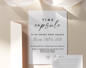 Helena | Time Capsule Template, Time Capsule Cards, Time Capsule 1st Birthday, Time Capsule Baby Shower, Modern Minimalist Birthday party