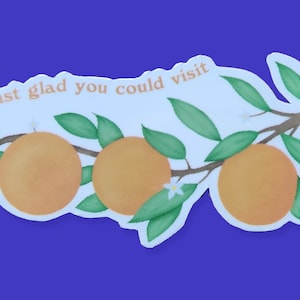 Just Glad You Could Visit Sticker - Orange Juice Sticker - Matte Vinyl Sticker