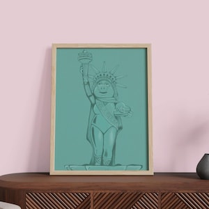Miss Piggy Lady Liberty Print - MuppetVision Print - Physical Art Print - Size Options - Free Shipping