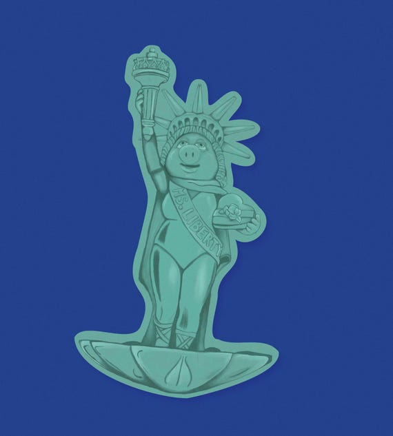 Miss Piggy Lady Liberty Sticker - Muppetvision Sticker - Matte Vinyl Sticker