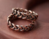 Wedding Copper rings set, Alternative statement bands, Unisex Braid ring, rope ring, anniversary gift 7 years, Rustic style engagement