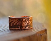 Owl Copper ring, Hedwig ring, Fairytale owl, Ring with Bird unique gift, fairytaile recycle copper etching ring