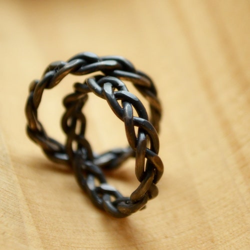 Viking Wedding Rings Set Silver Alternative Braid Bands Etsy