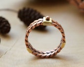 Viking copper ring, copper anniversary gift, delicate Braids, anniversary ring for him and her, Boho style jewelry, Twisted wire danty ring