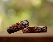 Viking wedding rings set, Rustic copper black, Bohostyle Engagement bands, Hammered textured ornament, Nordic rings, Pagan promise ceremony
