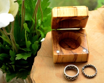 Red Wood proposal ring holder, Rustic style epoxy and Wooden box, Viking style small square box,Woodland Engagement Ring Bearer Box