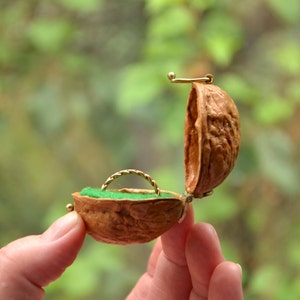 Personalized proposan ring holder,Ecofriendly WALNUT ring box, unique Rustic style wedding, small  Woodland Engagement Ring Bearer Box