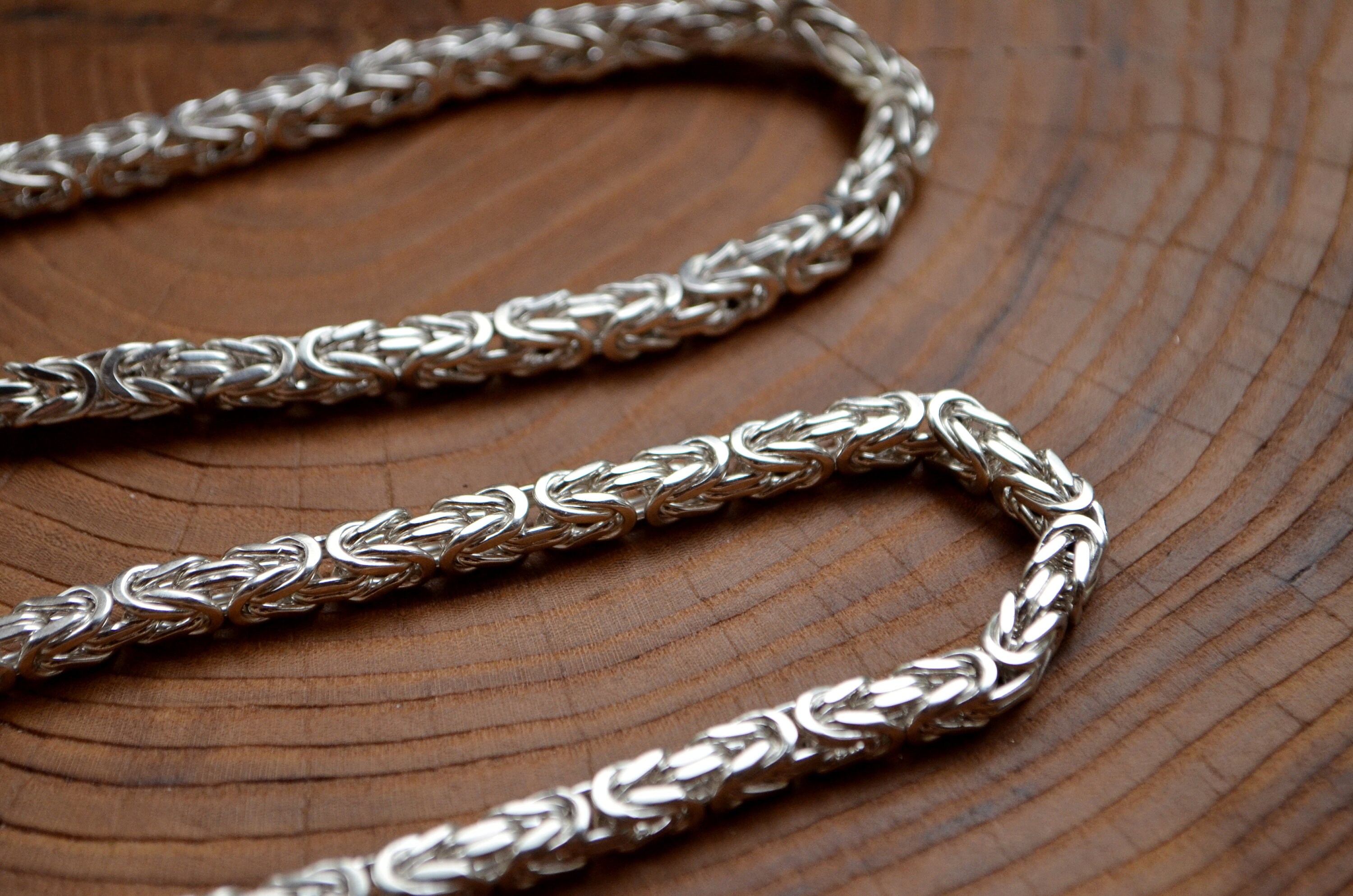 Buy Square Byzantine 7mm Link Chain Sterling Silver Chain for