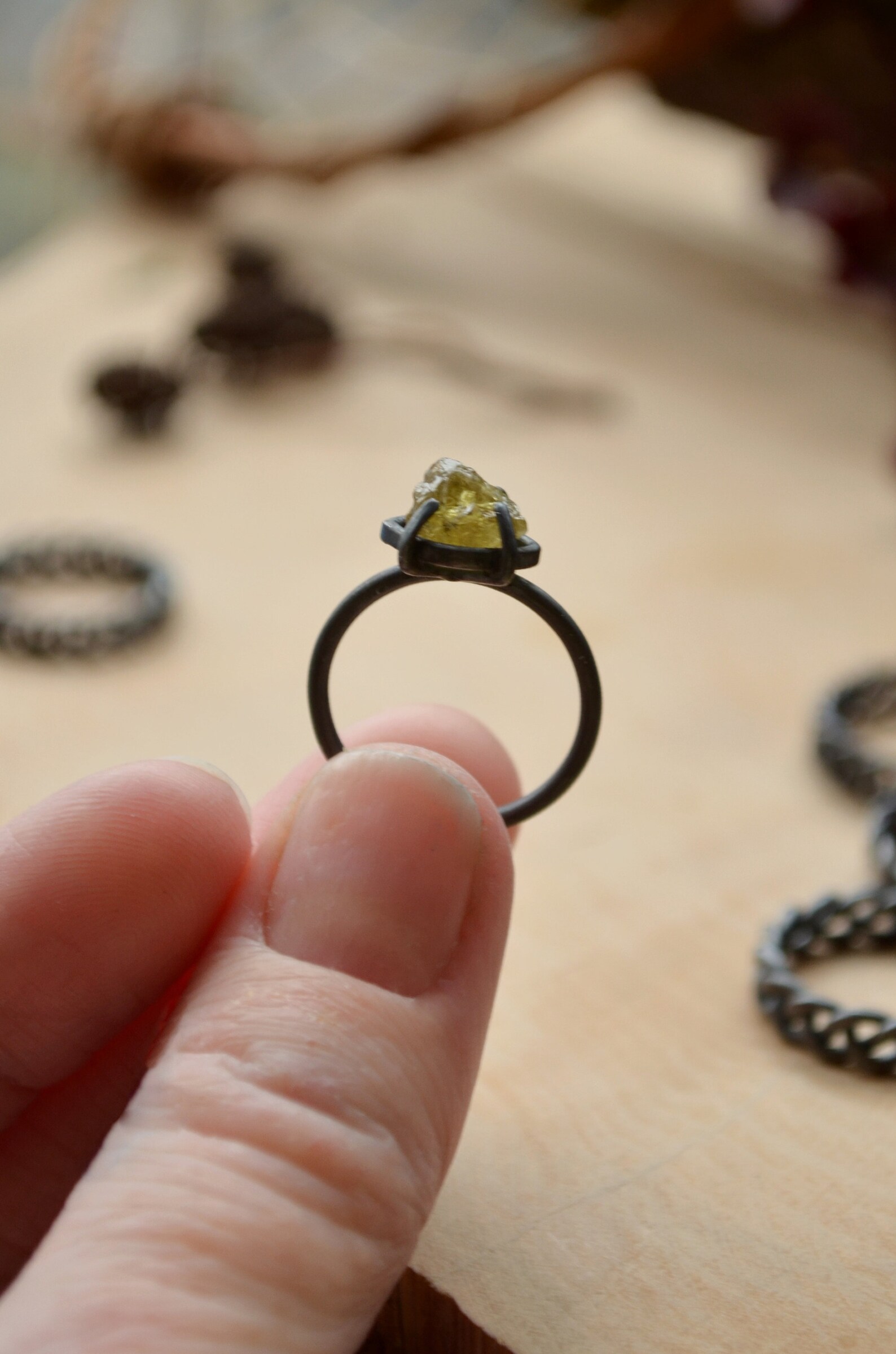 Pagan Silver engagement ring for Her Green ring Black Etsy