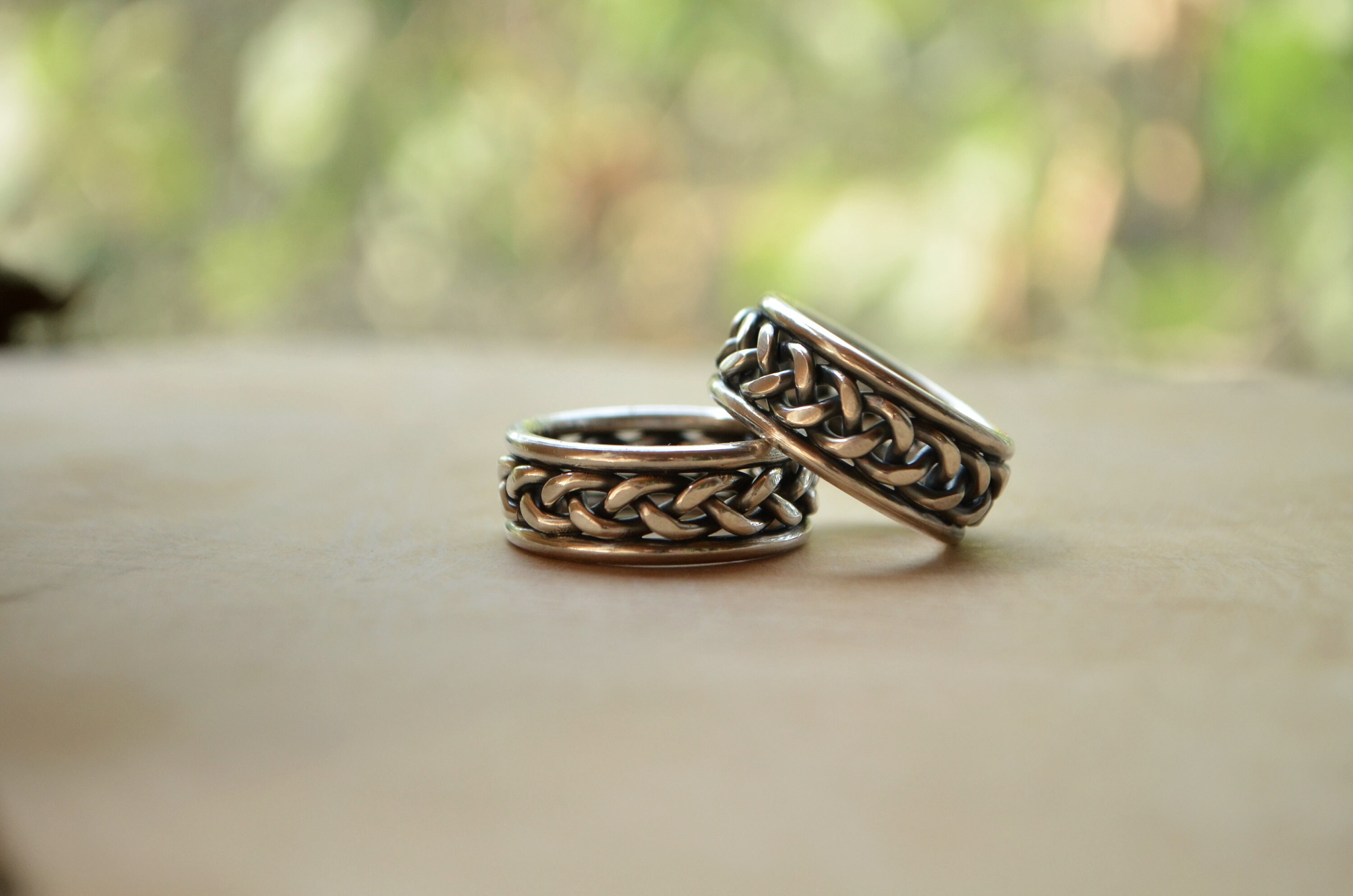 Viking wedding Braid rings Celtic Black silver ring set Etsy