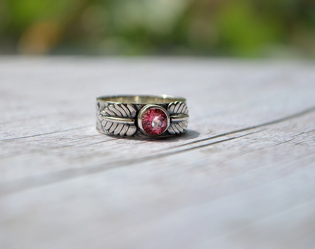 Textured Silver Promise Ring With Pink Topaz Celtic Jewelry - Etsy