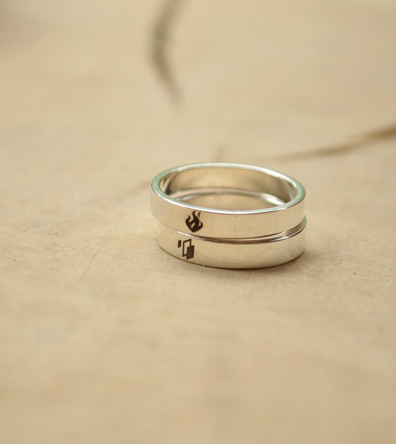 Geek WEDDING rings set Sterling Silver clan bands Etsy
