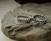 Viking Wedding rings set, Silver Alternative Braid bands, Braided Matching 2 pcs Rings, Pagan ceremony, Everyday jewelry, Rustic engagement