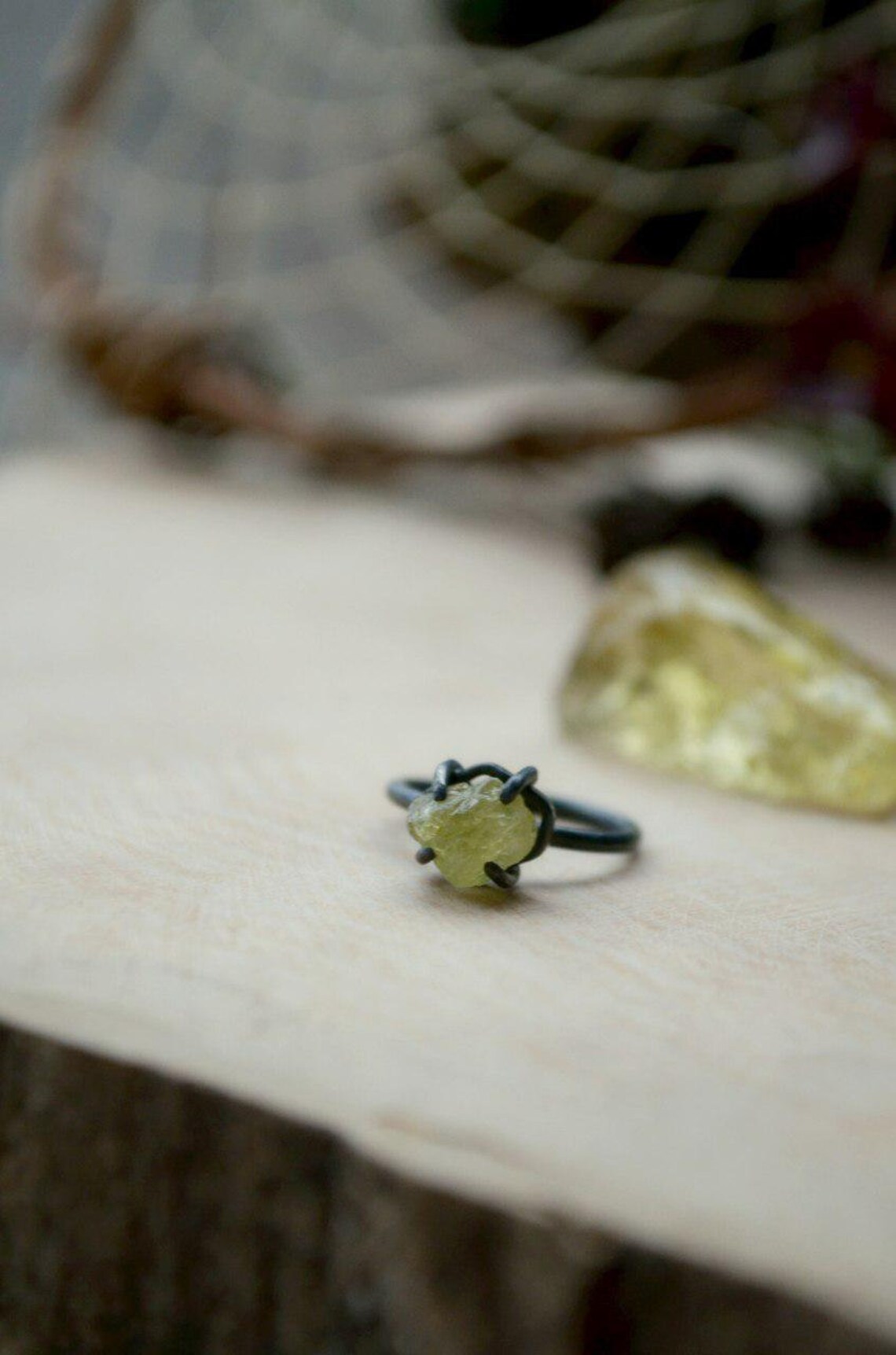 Pagan Silver engagement ring for Her Green ring Black Etsy