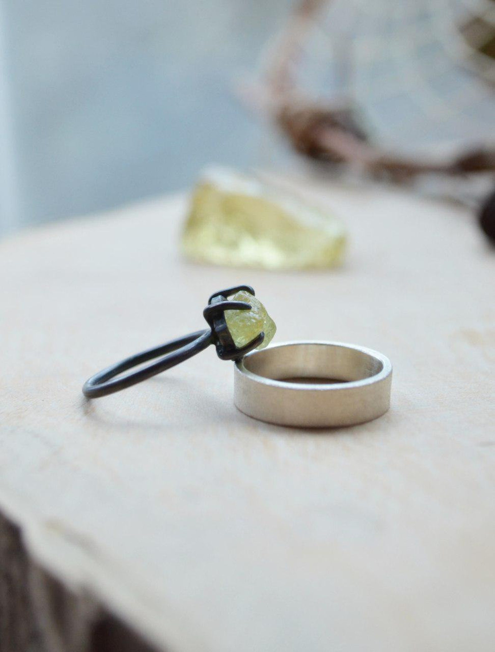 Pagan Silver engagement ring for Her Green ring Black Etsy