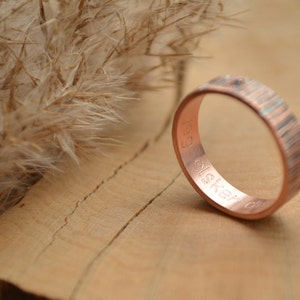 Viking wedding 2 pcs rings set, Rustic copper black, Bohostyle Engagement bands,Wood immitation texture, Nordic rings,Pagan promise ceremony image 7