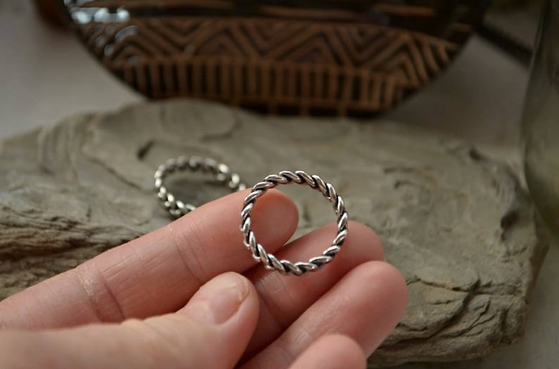 Viking Wedding Rings Set Silver Alternative Braid Bands Etsy