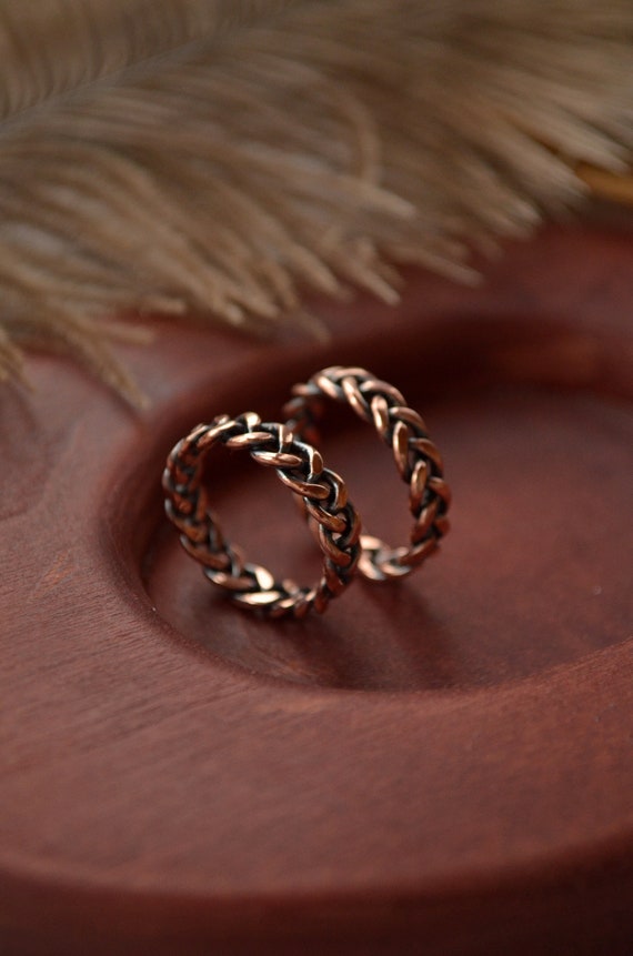 Wedding Copper Rings Set Alternative Statement Bands Unisex Etsy