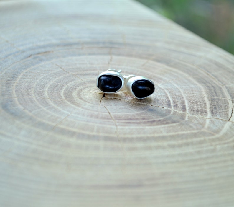 Lava Silver 925 studs, Volcanic sand 56mm Free form Minimalist jewelry,Fathers day gift, Iceland stones Unisex earrings,Traveller gift idea image 8