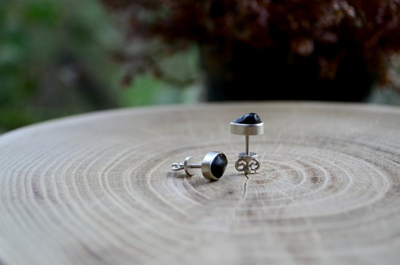 Lava Silver 925 studs, Volcanic sand 56mm Free form Minimalist jewelry,Fathers day gift, Iceland stones Unisex earrings,Traveller gift idea image 5