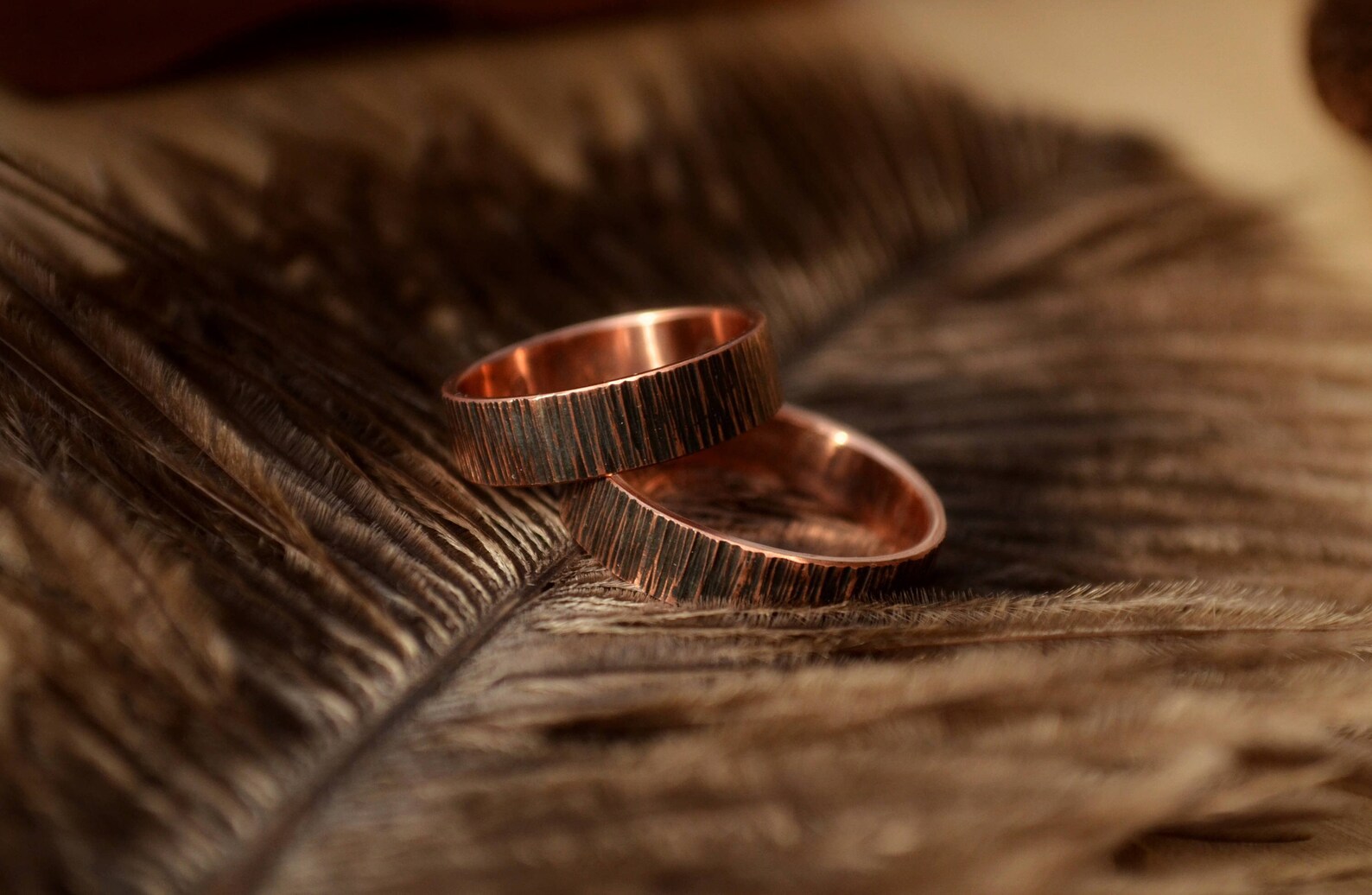 Copper Anniversary Rings for Him and Her Woodland Style Etsy