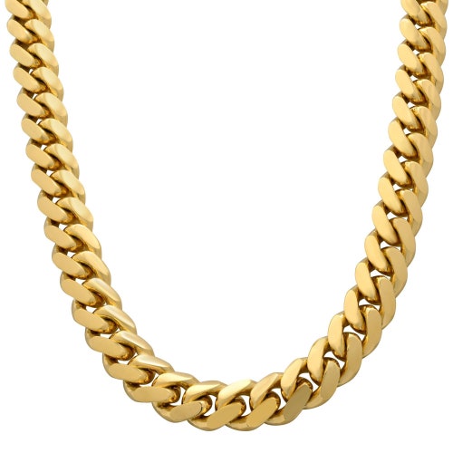 Solid 14K Gold Miami Men's Cuban Curb Link Chain Necklace - Etsy