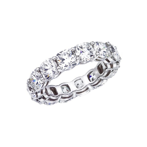 Platinum Cushion Cut Diamond Eternity Band 7 65 Cts Etsy