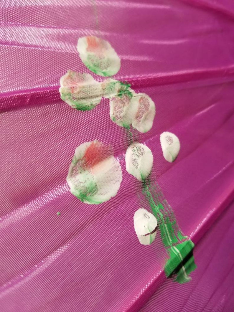 1950s Hand Painted Oriental Parasol Umbrella