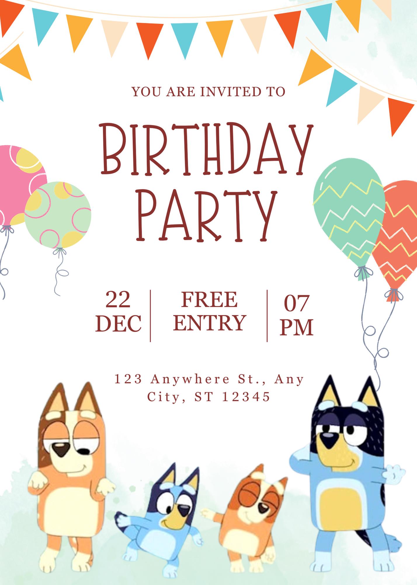 Bluey Invite with Photo Option