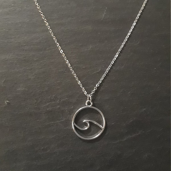 Necklace , Wave Pendant Chain Necklace , Jewellery , Jewelry , Ocean , Wave , Tide, Pendant, Necklace, Gift, Present
