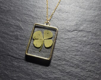 メンズネックレス、18Kゴールド四つ葉のクローバーペンダント