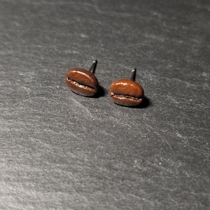 Coffee Bean Stud Earrings , Studs, Beans, Coffee Lover, Real, Resin Coated, Gift, Jewellery, Jewelry, Accessories, Accessory, Present, Cute