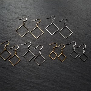 Kolczyki w kształcie diamentu, geometryczne, wiszące, wiszące, kolczyki, diamentowe, kształtowane, biżuteria, biżuteria, minimalistyczne, złote, srebrne, puste, otwarte