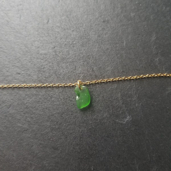 Sea Glass Anklet: Seafoam Calcite with 18k Gold Plating / One Size