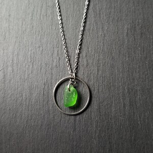 Sea Glass Pendant Necklace , Green, Circle, Summer, Jewellery , Jewelry , Gift , Beach Glass, Accessories, Accessory, Pendant, Ocean, Sea