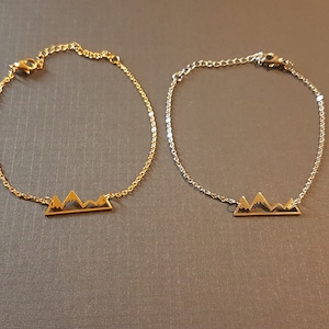 Dainty Mountain Range Bracelet , Adjustable , Silver , Gold , Chain Bracelet , Jewellery, Jewelry, Mountains, Gift, Accessory, Present