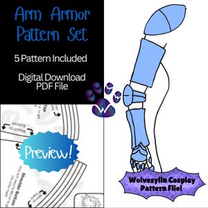 Cosplay Arm Armor pattern set - 5 Patterns Included - Designs for upper, elbow, Shoulder, bracer and Hand armour - renaissance Costume pdf