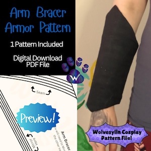 Arm Bracer Pattern - fantasy template for armor cosplay costume warrior outfit - wear at larp and renaissance fairs - pdf file