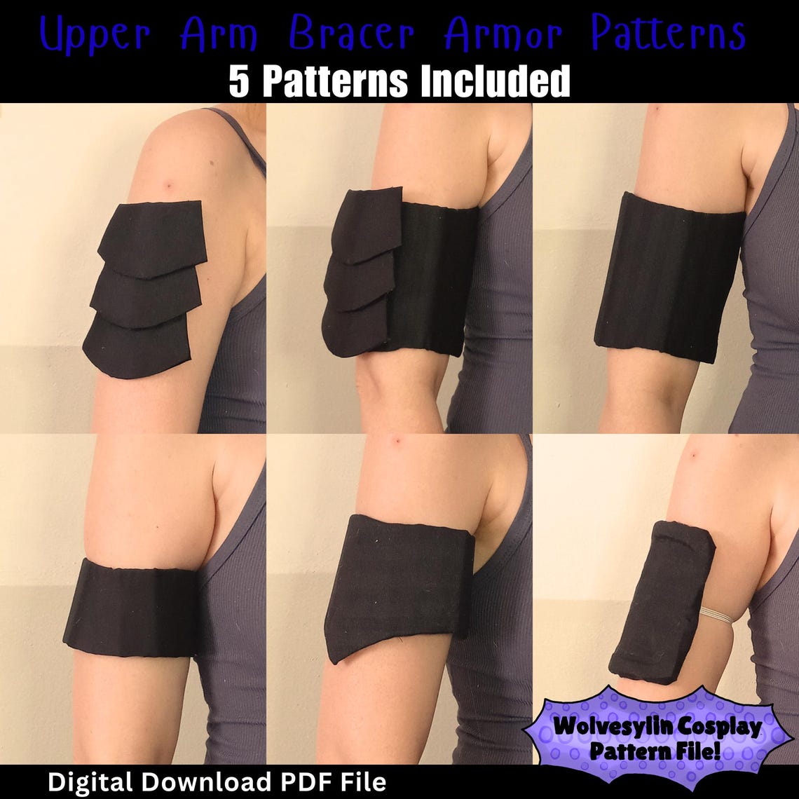 Upper Arm Bracer Armor Patterns DIY Crafting Template for Making ...