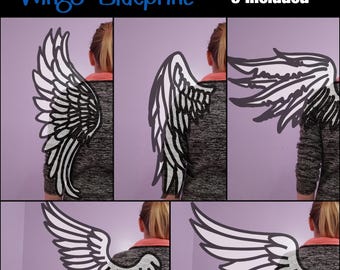 Collection de modèles 2D d'ailes à plumes - 5 modèles inclus - Modèle pour créer votre propre costume de cosplay - PDF