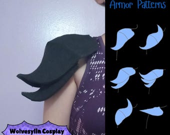 Conjunto de patrones de armadura de hombro Pauldron para disfraz de guerrero: colección de plantillas para principiantes para proyectos de cosplay: archivo PDF