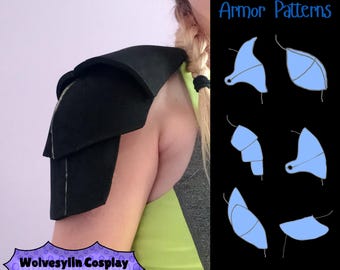 Paquete de patrones de armadura de hombro Pauldron para cosplay, Larping y disfraces de fantasía: descarga de archivos PDF