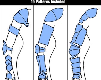 Conjunto de patrones de armadura de brazo para cosplay: diseños para armadura superior, de codo, de hombro, de brazalete y de mano: disfraz renacentista en pdf