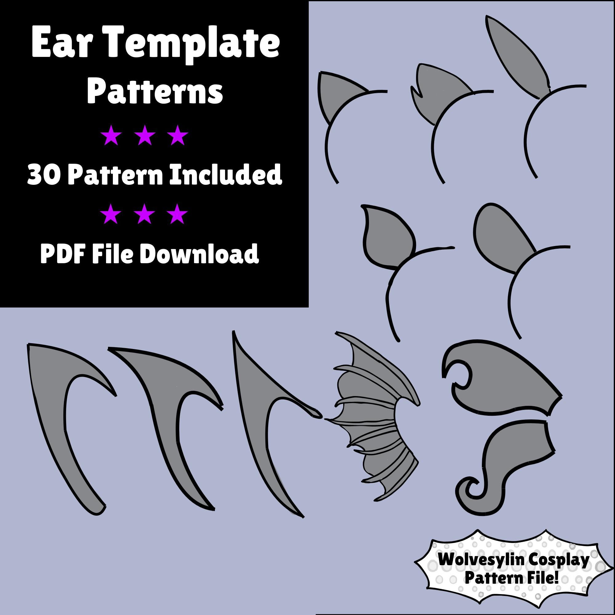Ear Pattern For Project Model Ear Template Patterns- 30 Designs Included - Templates You Can Use With ...