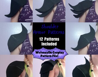 Colección de patrones para hombreras: 12 diseños incluidos. Úselo con espuma Eva para crear hombreras para su disfraz o cosplay. Archivo PDF