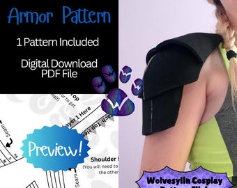 Patrón de armadura de hombro en capas - 1 diseño incluido - Plantilla de hombrera que puedes usar con espuma Eva para hacer un disfraz de cosplay - PDF