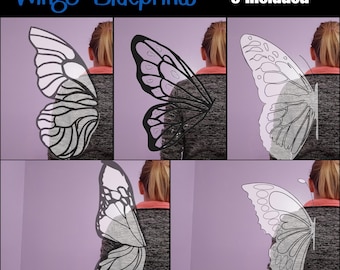 Colección de planos 2D de alas de mariposa - Incluye 5 diseños - Plantilla para crear tu propio disfraz de cosplay - PDF
